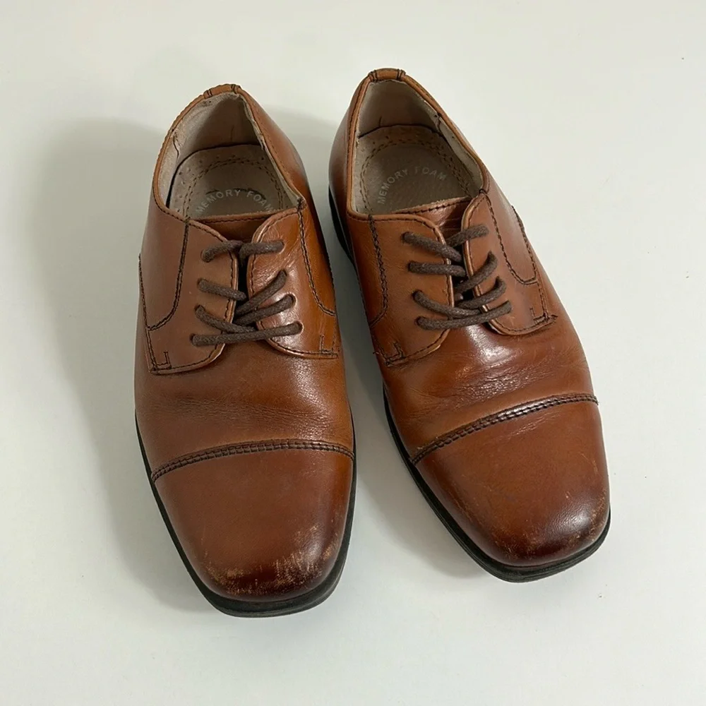 Florsheim Kids Reveal Cap Toe Ox, Jr. Toddler Cognac Leather Boys Size 10M